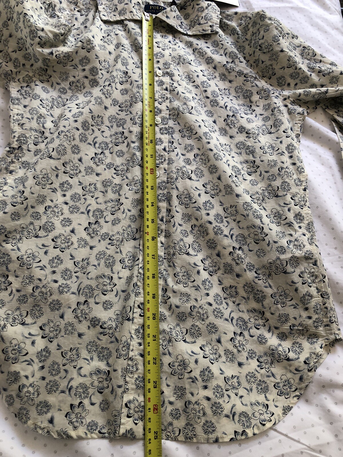 Polo Ralph Lauren Floral Print Cotton Womens Shirt Cream Blue Floral RRP £129 image 4