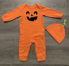 Carter  s 9M Pumpkin Jack O Lantern 1 Piece W/Hat/Cap Set Halloween Baby Costume