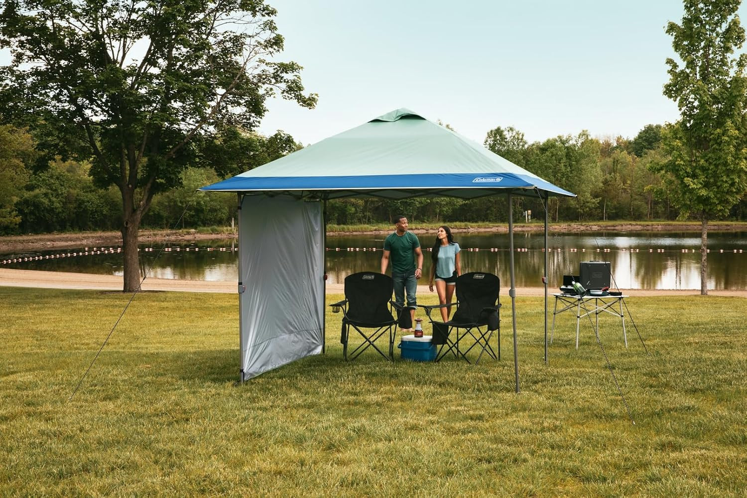 Oasis Instant Pop-Up Canopy Tent with Side Wall, 10x10/13x13ft Portable Shelter