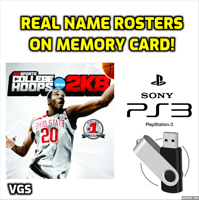College Hoops 2K8 Real Name Rosters PS3 Memory 07 08 2008 USB Roster