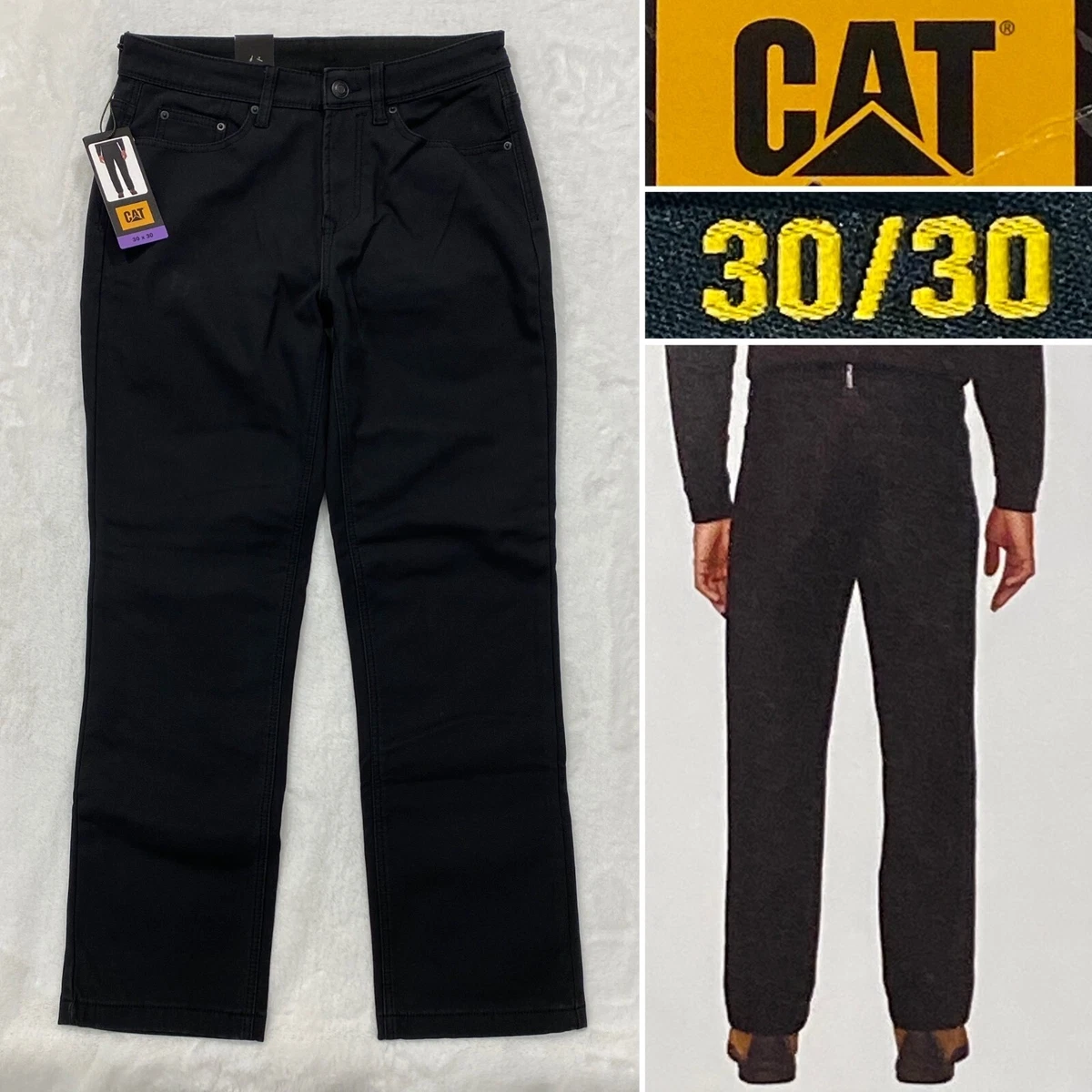 CAT Caterpillar Fleece Lined Black Canvas Work Pants Men's Sz 30 x 30  Insulated