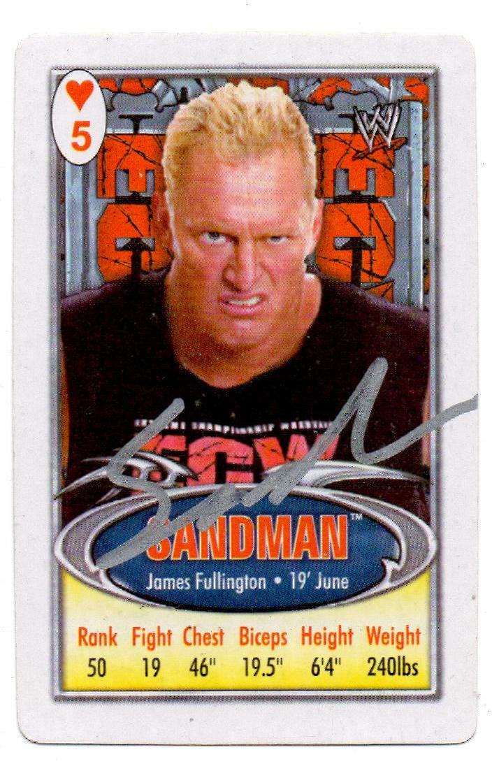 Sandman Signed WWE Pro Wrestling Trading Card 2010 Playing
