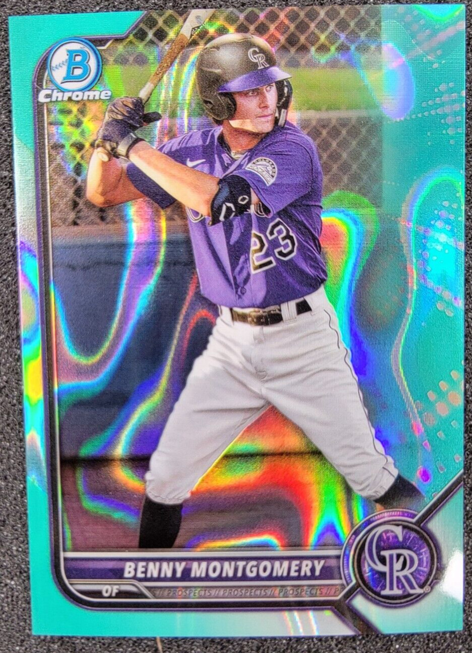 2022 Bowman Draft Benny Montgomery Aqua Lava Refractor /199 #BDC-155 Rockies