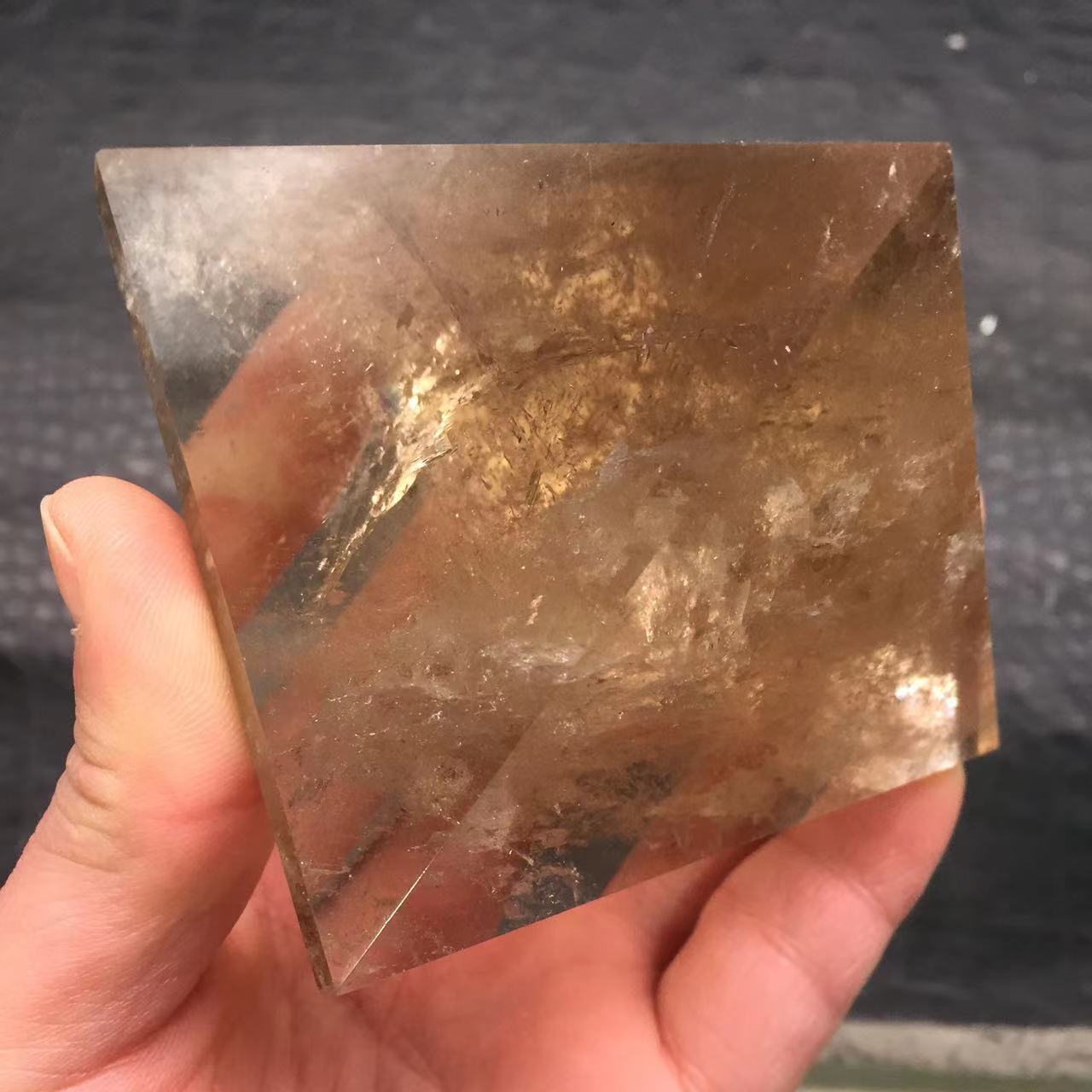 Natural Clear Smoky Quartz Crystal Carved Pyramid Healing Reiki Decoration 1Pc