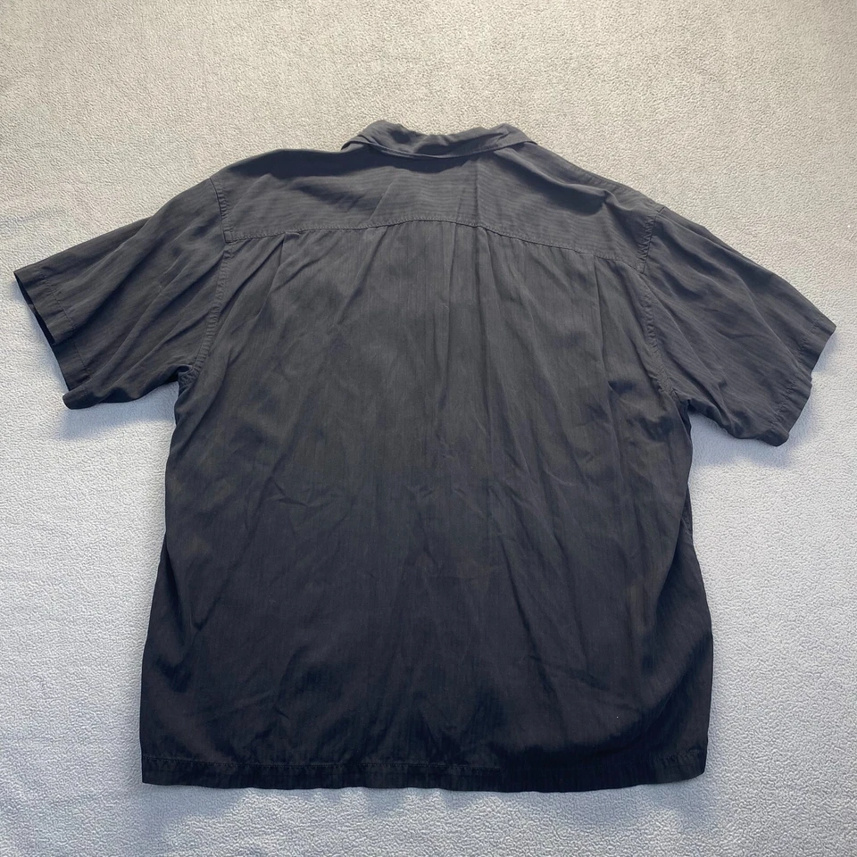 Camisa de vestir Tommy Bahama para hombre talla XXLarge negra, 100 % seda abotonada, bolsillo Foto 2 de 4