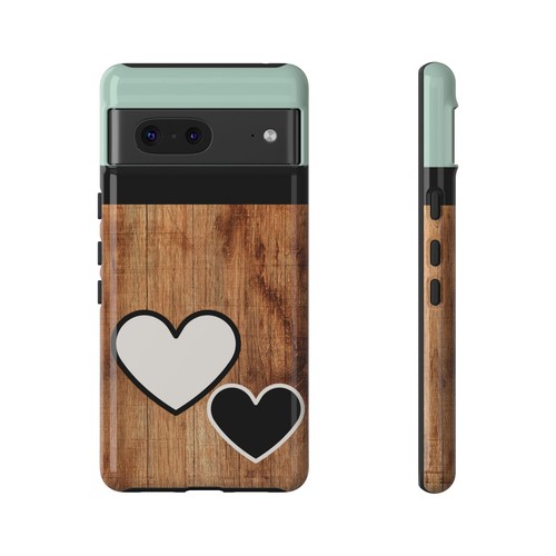 Aqua blue Woodgrain Hearts Tough Phone Case Iphone, Samsung Galaxy, Google Pixel - 第 156/287 張圖片