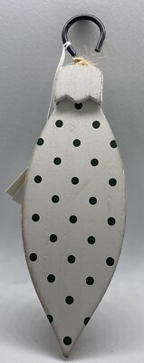 Adams & Co 2''x 6'' Reversible Wood Ornament Green & White Polka Dots (Teardrop)