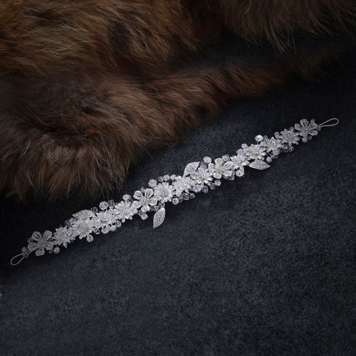 Crystal Flower Headband -Leaves Flowers Tiara Bridal Headbands Wedding Headpiece - Picture 11 of 12