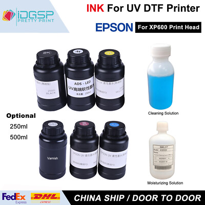 UV DTF INK For iDGSP Printer Epson XP600 Print Head CMYKW Varnish 250ML 500ML