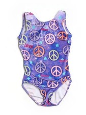 Girl Perfect Balance Blue Peace Sign Dance Gymnastic Leotard Size Child Large CL