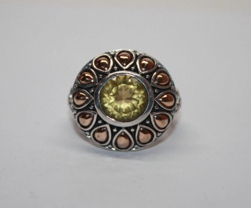 HTF! Anel de quartzo John Hardy JAI prata esterlina e limão 14k tamanho: 8 [114GRA] - Imagem 2 de 4