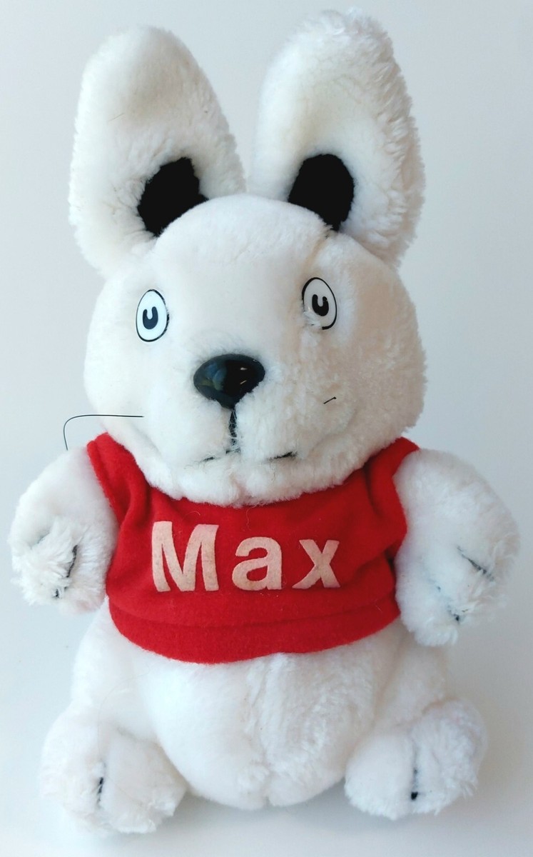 Vintage 1986 Max White Rabbit Plush Max Name On Shirt Rosemary