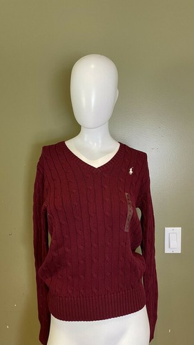 Polo Ralph Lauren Women's Pullover Sweater Cable Knit V-Neck Size M