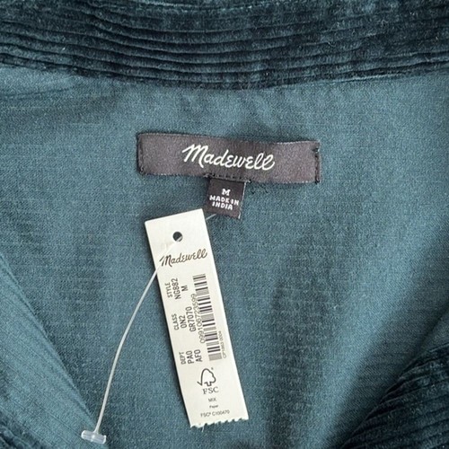 MADEWELL Kentwood Corduroy Shacket Medium Oversized Ancient Forest Green Western - Picture 6 of 12