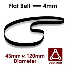DeckTech 4mm Flat Belt 43mm - 120mm Ø Inner Diameter Rubber Motor Drive