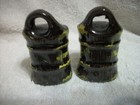 Vintage Brown Pottery Salt & Pepper Shakers - Bundles of Straw?  2 14" Tall — photo 2