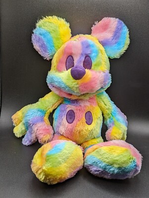 Pastel Rainbow Tie Dye Mickey Mouse Disney Plush 16" | eBay
