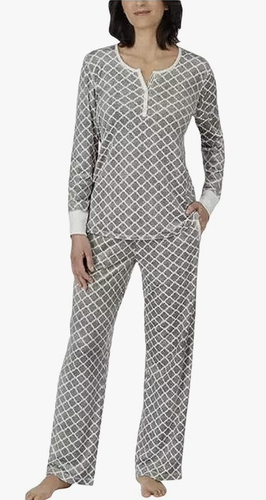 Nautica Women's Grey 2PC Long Sleeve Jogger Pajama Set Size XL