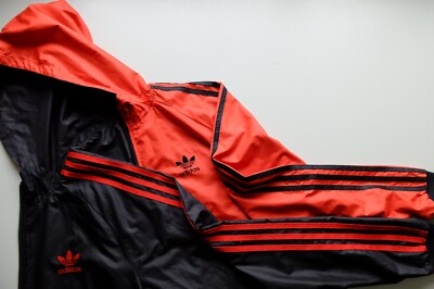 adidas Originals Reversible Windbreaker Jacke M rot schwarz Trefoil Shell