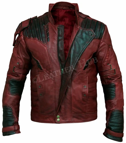 Guardians of the Galaxy 2 Star Lord Chris Pratt Maroon Real Leather Jacket image 2
