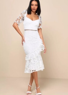 White Lace Lulus Plus Size Love Everlasting White Floral Lace Mermaid Maxi  Dress