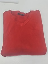 Men Jumper Sweater Pullover Knit Top Red V Neck Size S Length 60cm Armpit 53cm