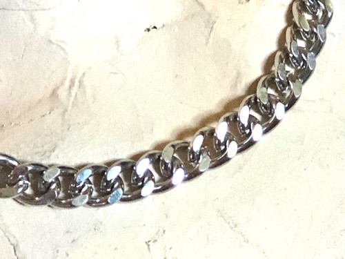 NWOT Brilliant Polished SSteel Edge Cut Cuban Curb Chain Unisex Collar Necklace - Picture 7 of 14