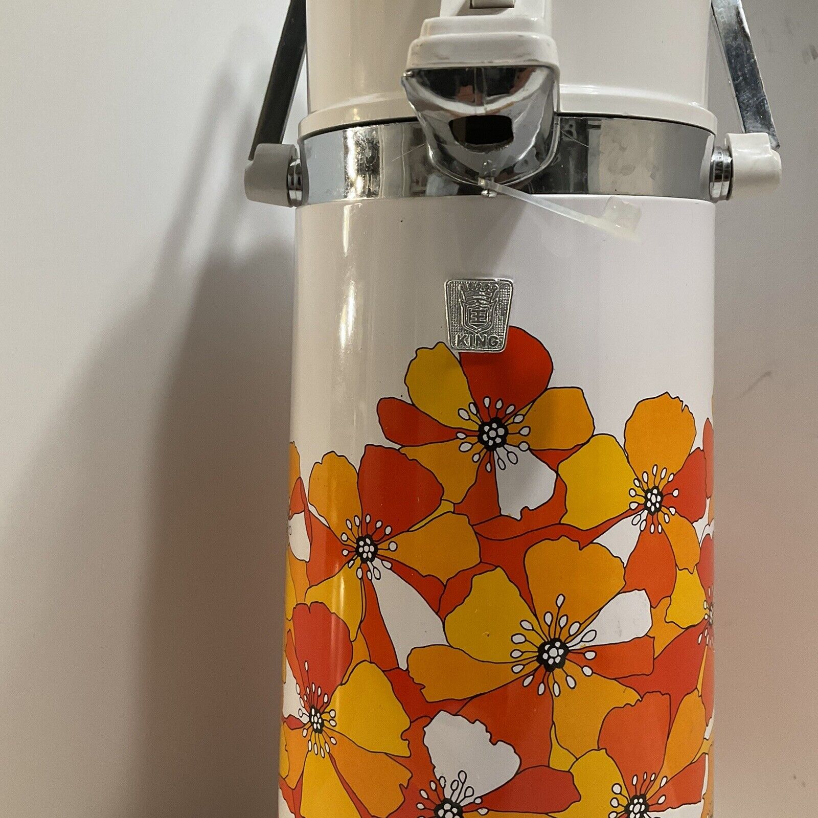 Vintage Dia Diamond Thermos, Hot Cold Drink Storage, 1960s/1970s, Orange  Flowers, Floral, Thermos With Pump 