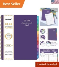 2025-2026 Weekly Appointment Book with Monthly Tabs & 30-Minute Intervals