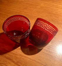 Bicchieri originali Versace Rosenthal, 2 pezzi in rosso rubino, meandro