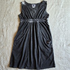 Billabong Womens Dress Medium Gray Sleeveless V-Neck Pockets Casual Summer
