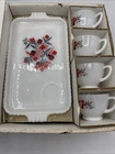 Vtg Fire King Primrose Milk Glass 4 Snak Tray Four Cups New Damage Box