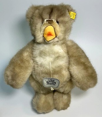 1969 Steiff Minky Zotty 0301/28 Teddybär RARITÄT  Fahne Schild Linsenknopf