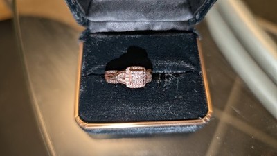 Kay Jewelers 10k Rose Gold Halo Engagement Ring Princess White Diamond Size 8.5