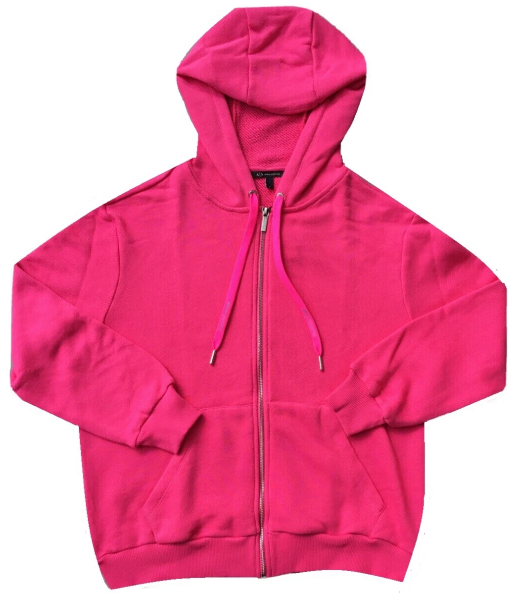 Armani Exchange Womens Full Zip Fleece Sweatshirt Pink Large