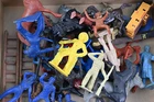 Vintage Plastic Toy Soldiers Cowboys Indians Horses Lot Marx? Mixed