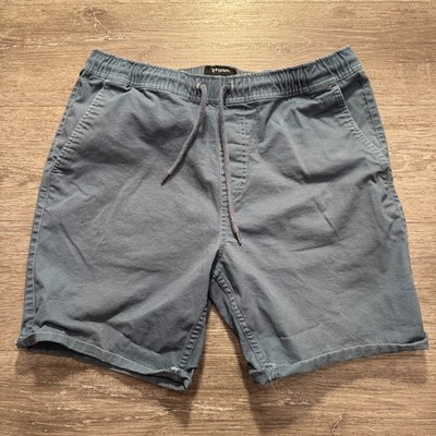 Brixton Shorts Mens Medium Blue Madrid Elastic Drawstring Short Cotton 7'' Skate