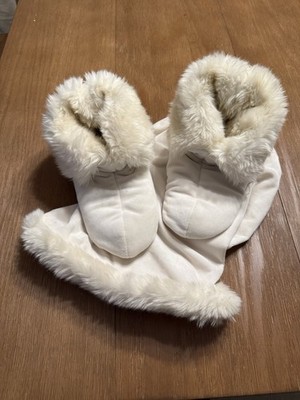 Restoration Hardware Faux Fur Slippers Cream Color Women s With Bag
