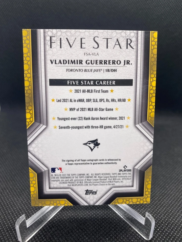 2023 Topps Five Star Vladimir Guerrero Jr Gold Auto /10 #FSA-VLA - Image 2 of 2