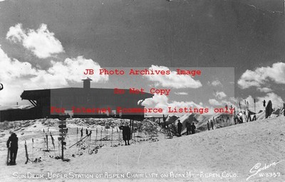 CO, Aspen, Colorado, RPPC,  Aspen Chair Lift, Sun Deck, Sanborn Photo