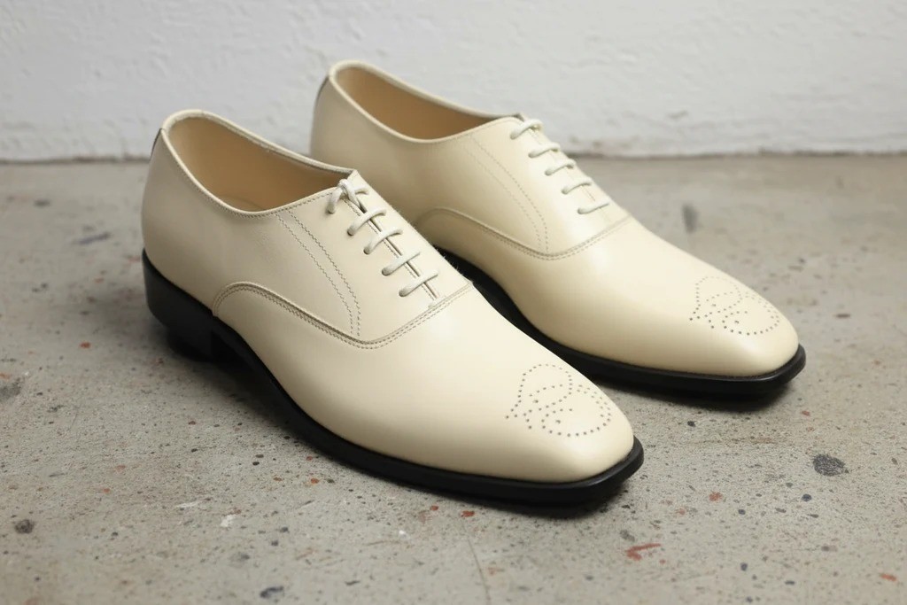 Handmade Men Cream color brogue shoes, Men Ivory dress shoes, Party shoes  men | eBay