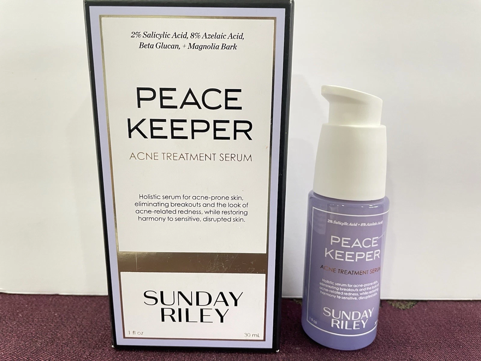 Sunday Riley Peace Keeper Acne Treatment Serum 1 fl oz 30 mL Exp 03/28