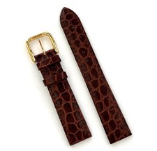 Original Tissot 18mm Brown Leather Watch Band Strap with Yellow Gold Buckle