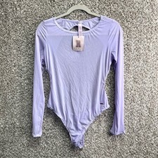 Savage X Fenty Teddy Bodysuit Women's L Lavender Mesh Open Back Long Sleeve NWT