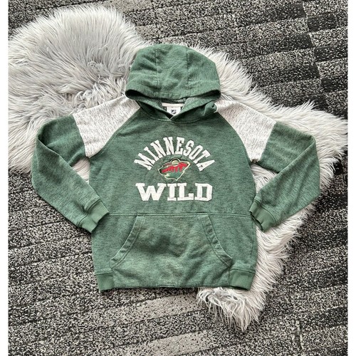 NHL Minnesota Wild Youth Size Large Green Embroidered Sweatshirt Hoodie