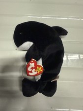 Ty Beanie Original Babies Waves the Orca Whale Plush Toys - 1996 With Error