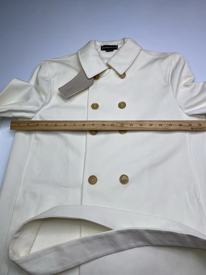 Trench coat feminino John Bartlett tamanho G Itália off white acabamento em couro peito duplo - Imagem 4 de 4