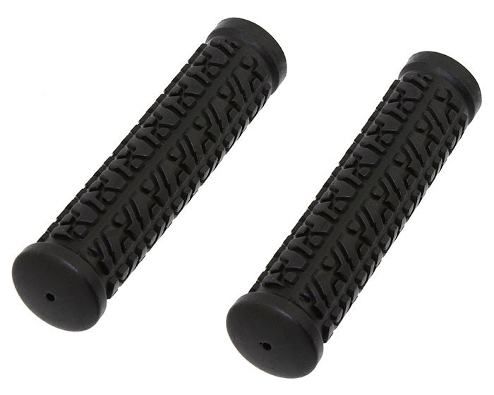 Black Textured Rubber 130mm Anti-Slip Handlebar Grips for MTB/BMX/Hybrid Bikes.