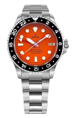 Ratio FreeDiver Saphir Edelstahl Automatik Taucher RTF055 200M Herrenuhr