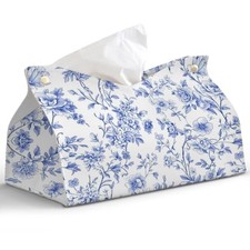 Tissue Box Cover Rectangle,Vntage Blue and White Floral Light Blue Chinoiserie